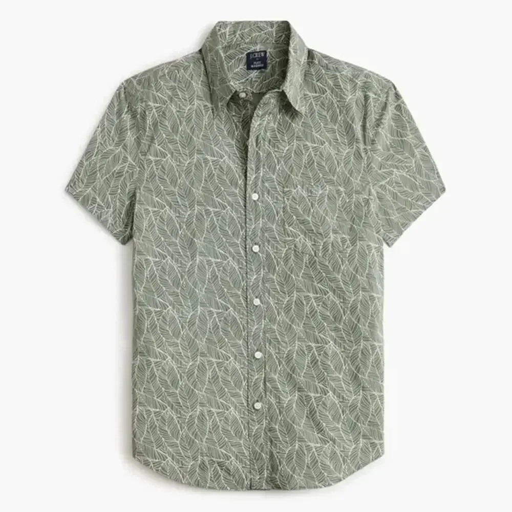 J. Crew Factory Men's Short-Sleeve Printed Flex Casual Shirt Slim Fit Size M